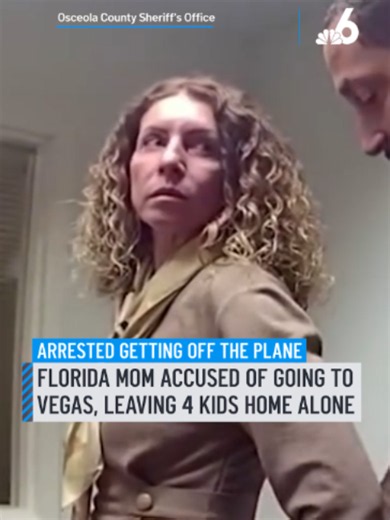 Body camera video showed police arresting a Florida mom as she deboarded a flight on Friday after leaving her four children home alone for days while she went to Las Vegas. The Osceola County Sheriff’s Office said that deputies responded to a home after a 911 call reported that a 9-year-old boy had been injured by a dumbbell that fell on his head. When they arrived, deputies found four children, ages 14,12,11, and 9, left unsupervised in the home and no adults present. The 9-year-old was taken t
