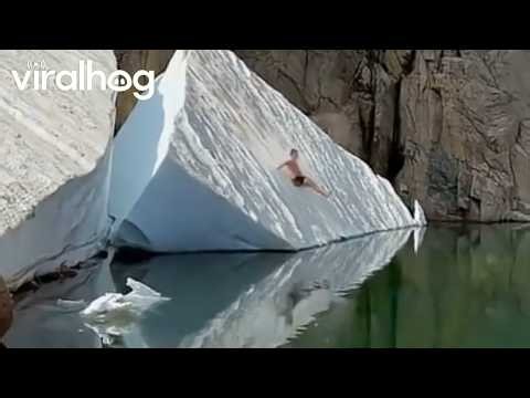 Iceberg Slide Cold Plunge || ViralHog