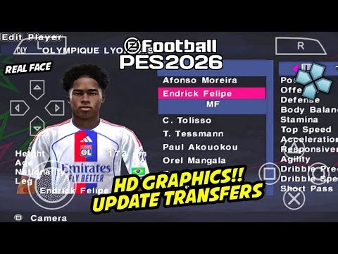 eFootball PES 2026 PPSSPP Android Offline Full Update UCL & League Kits 25/26 Season 4K Graphics
