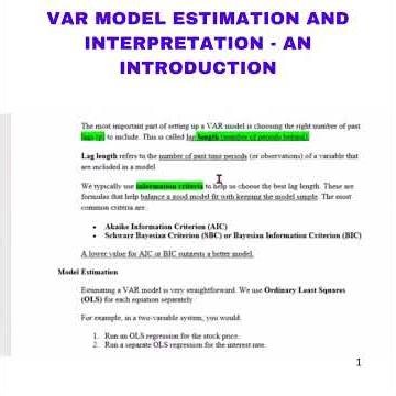 VAR Model Estimation and Interpretation - An Introduction