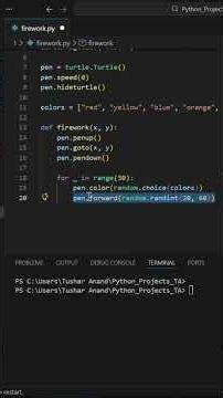 Bright! Beautiful Fireworks! 🎆🔥 Python ! #coding #python #programming #turtlegraphics #shorts