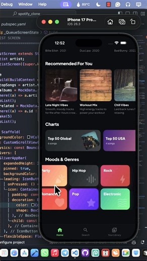 Spotify Clone UI in Flutter 🎵 | Flutter App Development #Shorts