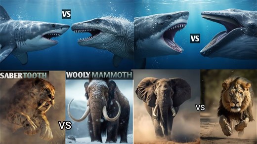 10 Extinct Animals vs Modern Predators – Megalodon vs Great White Shark