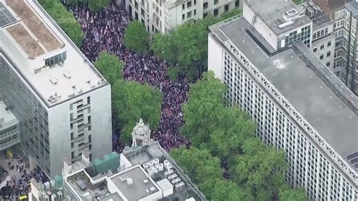 Thousands gather in London for rival protests as police separate opposing groups
