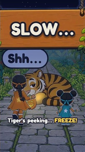BOO! Freeze! Sneak Past the Tiger | Halloween Brain Break #kidsgames #games #hopadoo
