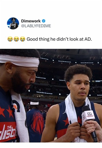 AD staring into his soul. 😂 #nba #wizards #anthonydavis #interview #funny
