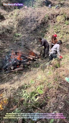 Forest Protection: Burning Diseased Pine Trees to Stop Beetle Infestation! 🌲🔥