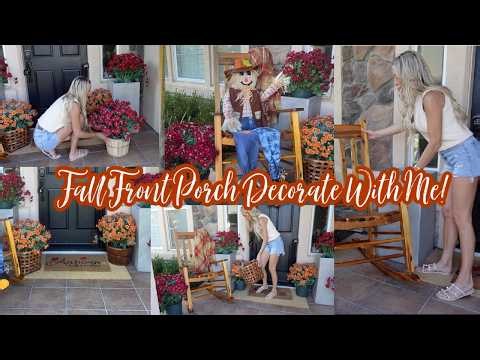 FALL PORCH DECORATE WITH ME // MAC & CHEESE CRIPSY CHICKEN SANDWICH // TRADER JOE'S HAUL
