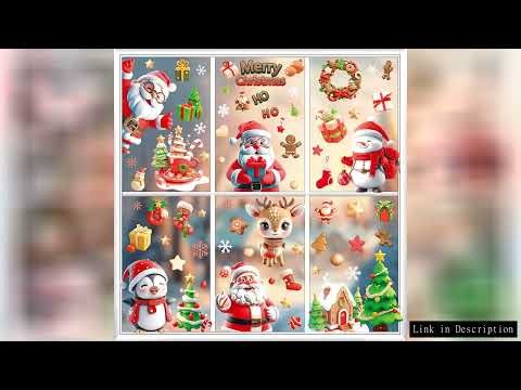 Christmas Window Electrostatic Stickers Snowflakes Reindeer Santa Claus Double Sided Printing Wall C