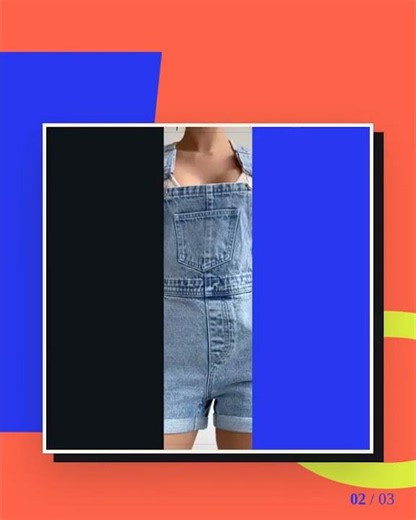Denim Short Overalls - Bib Pocket And Turned-Up Hems