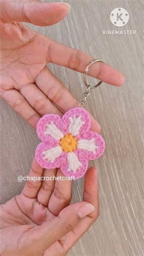 🌸Crochet Flower Keychain 👇Free pattern Tutorial on YouTube step by step #shorts
