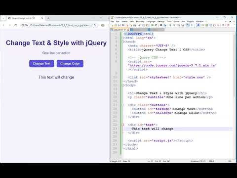 jQuery 21: Change Text & Style with jQuery