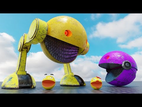 Pacman vs Two-Legged Robot Pacman, Flying Concrete Monster