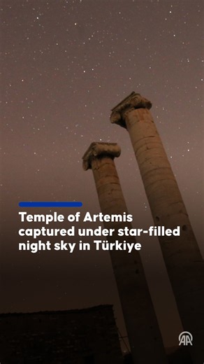 Temple of Artemis captured under star-filled night sky in Türkiye