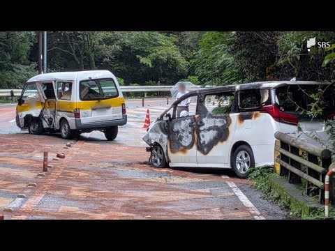 ミニバンとワンボックス車衝突、後続2台が突っ込む4台関連事故 1台燃え3人病院に運ばれる＝静岡・熱海市【続報】