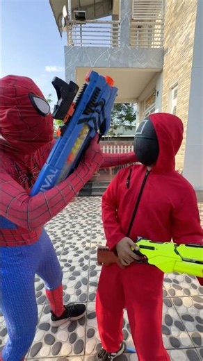 Spider-Man Nerf Gun vs Nad Guy #spiderman #comedyvideo #nerfgun