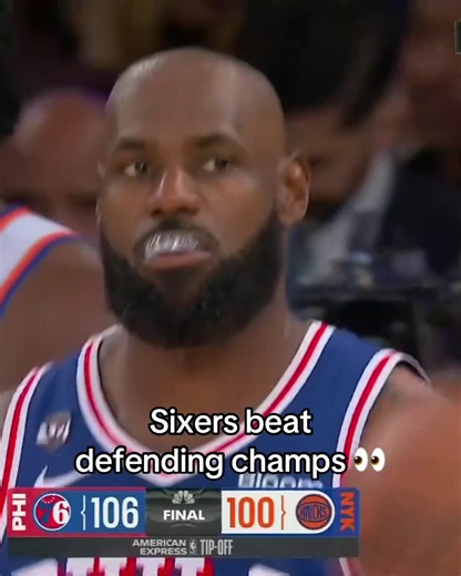 Bron and the #76ers beat the #Knicks on ring night as 4.5-point underdogs 😧 #lebron #lebronjames #espnsocial