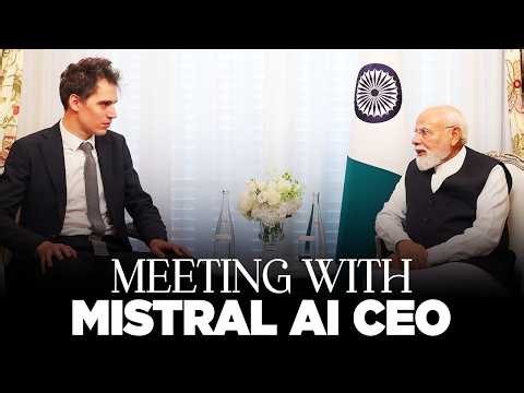 PM Modi meets Arthur Mensch, CEO of Mistral AI in Paris
