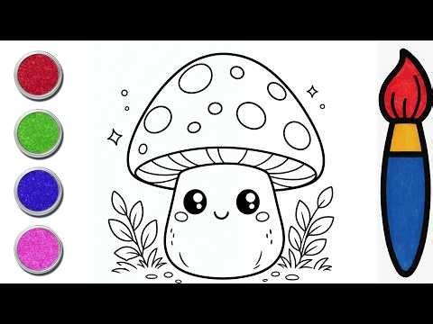 Kawaii Mushroom in a Whimsical Meadow 🍄✨ | Cute Coloring with Musa for Kids