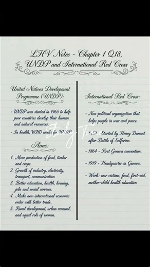 LHV Notes - Chapter 1 Q18, UNDP and International Red Cross | lhv Easy Notes