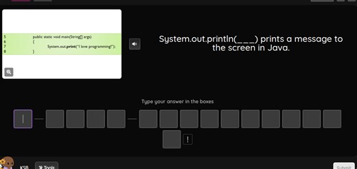 System.out.println(_) prints a message to the screen in Java. ... | Filo