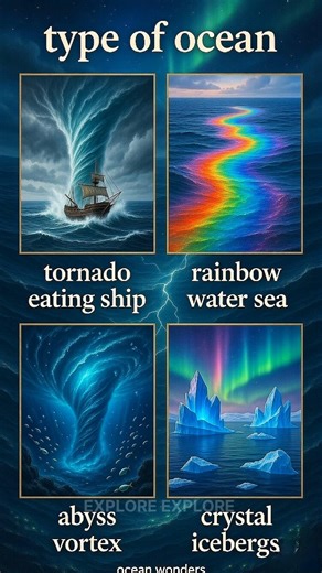 Types of Ocean Wonders – Tornado Sea, Rainbow Water, Abyss Vortex & Crystal Icebergs