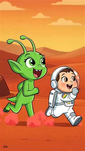 Cute Astronaut Meets Alien on Mars | Space Cartoon Shorts