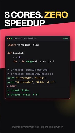 8 cores. ZERO speedup #python #shorts