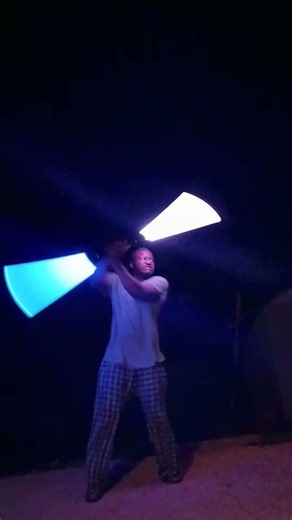 Master Dark Blue Double Blade Lightsaber Training Practice version 4 #jediknight #shorts #sith #jedi