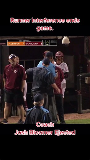 Gamecocks vs Tigers Softball - Runner Interference and Coach Ejection