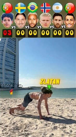 Zlatan VS Neymar VS Messi VS Ronaldo - Push-up Challenge 😳