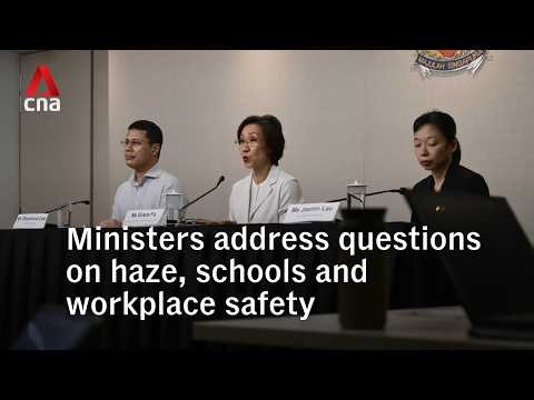 Grace Fu, Desmond Lee and Jasmin Lau address questions on haze, schools and workplace safety