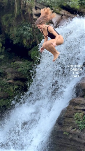 Angels Enjoying Vietnam’s Hidden Waterfall#cliffjumping #waterfall #nature #adventure #travel