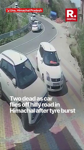 Car Flies Off Hilly Road In Himachal After Tyre Burst