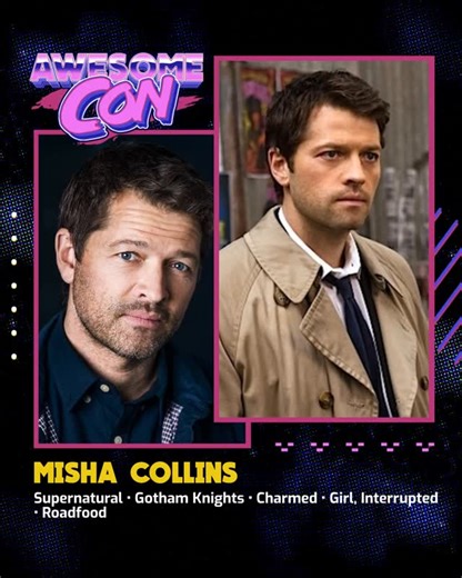 Awesome Con on Instagram: "₊⁺ ꒰১ THE ANGEL OF THURSDAY JOINS AWESOME CON ໒꒱ ⁺₊ Misha Collins—best known for Supernatural, Gotham Knights, Charmed, Girl, Interrupted, Roadfood, and more—is coming to Awesome Con in March! He will appear on FRIDAY & SATURDAY LINK IN BIO: 🎟️ Buy Badges 📸 Photo Ops & Autographs 🏨 Book Your Hotel @misha Awesome Con is Washington DC’s Comic Con happening March 13-15, 2026 at Walter E. Washington Convention Center. #AwesomeCon #Supernatural"