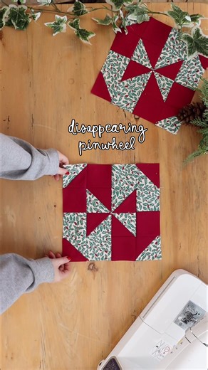 Festive Disappearing Pinwheel Quilt Block Tutorial