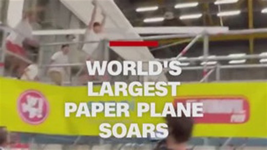 World's largest paper airplane takes flight