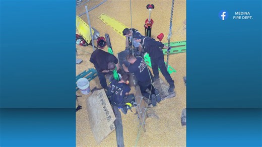 Male rescued after being found buried up to his chest in corn inside Medina Township grain bin