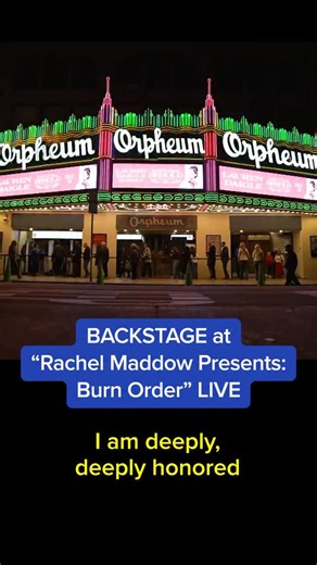 MS NOW News on Instagram: "“I thank you, you know, immensely out there, what you’ve done for our community.” @maddowmaddow met with special guests backstage at her live event in Los Angeles. They spoke with her about the importance of her new podcast, “Burn Order,” and what it has meant to Japanese-Americans impacted by incarceration camps during WWII. Tune in TOMORROW at 9 p.m ET for the TV special of this event on MS NOW. And make sure to listen to all six episodes of “Burn Order” now at the l