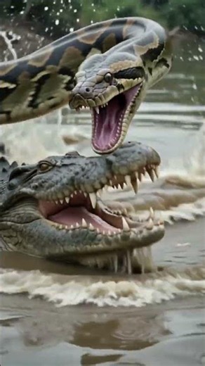 Gaint Python vs Crocodile Battle That Sh that Shake The River #python #crocodile #animalbattle