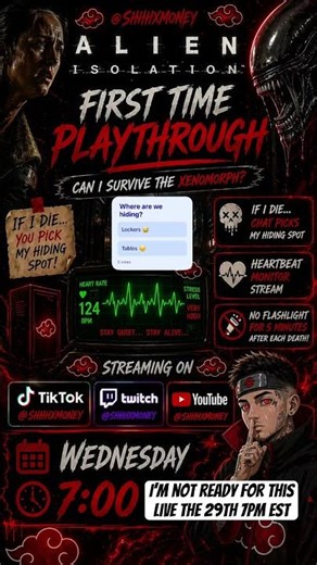 Heartbeat monitor is on…chat picks my hiding spot…I’m not surviving this. #gaming #hearbeat #alien