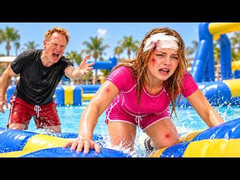 My 24H Water Park Challenge Ended in a PAINFUL ACCIDENT?! 😱 | Jordan Matter & Salish