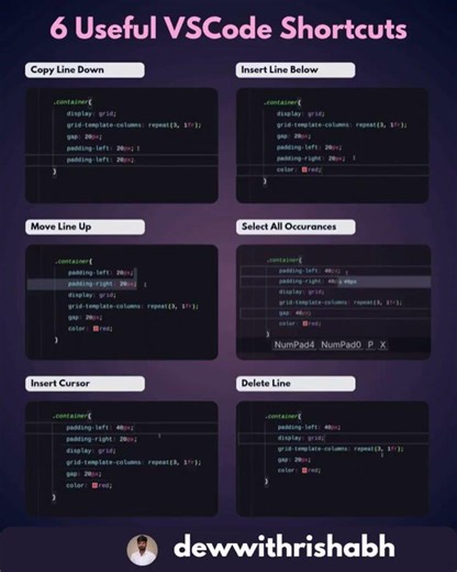 6 VS Code Shortcuts Every Developer Must Know in 2026 ⚡ Boost Coding Speed! #css #coding #programe