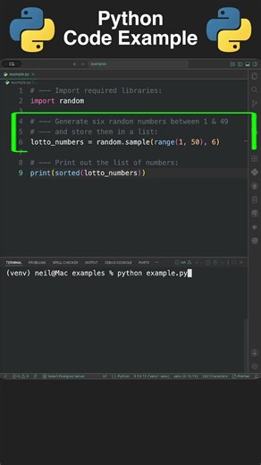 Generate Random Lottery Numbers Using Python - Python Code Example