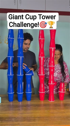 Giant Cup Tower Challenge! Can We Build The Tallest? | DON'T DROP THE TOWER! #cupchallenge #cupgame