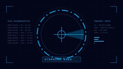 Futuristic interface with radar display.