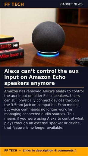 Alexa can’t control the aux input on Amazon Echo speakers anymore #Shorts #Tech