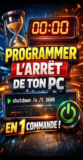 ⏳ Programmer l’arrêt de ton PC en 1 commande ! #cmd #windows #windows10 #windows11 #astuce #shorts