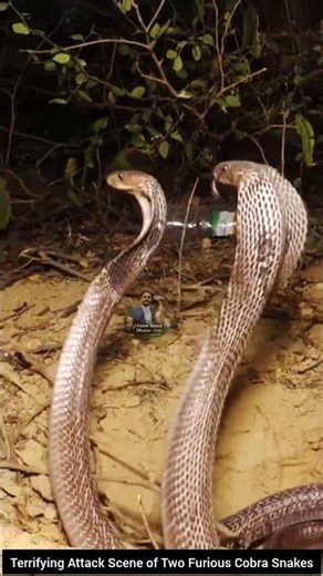 Terrifying Attack Scene of Two Furious Cobra Snakes #snake #wildliferescue #cobra
