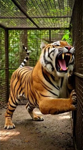 Tiger Attack Caught on Camera😱#animallovers #shortsfeed #wildlife #omg #animalshorts #tiger
